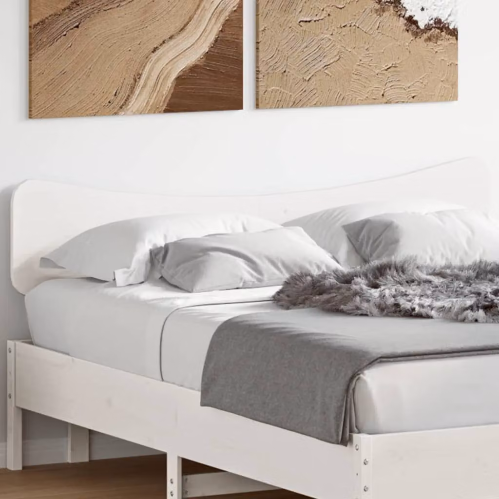 Testiera per letto vidaXL in legno massello di pino bianco laccato per letto 140x200 cm