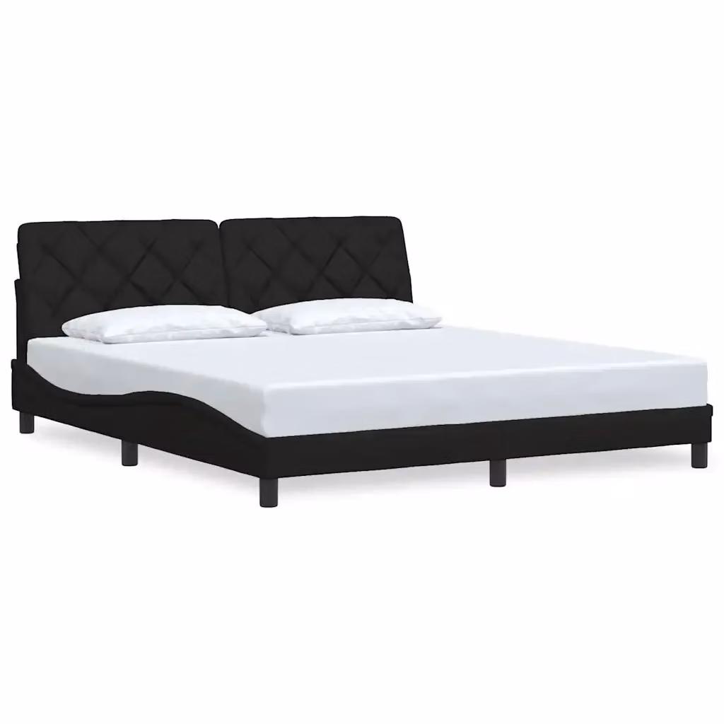 Giroletto vidaXL in tessuto nero con doghe in legno L/P: 180 x 200 cm – 2