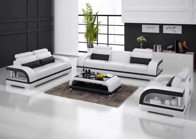 Ledersofa Couch Wohnlandschaft 3+2+1 Sitzer Sofa Garnitur Design G8011D
