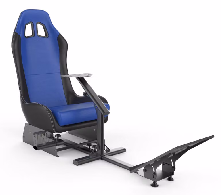 Sedile da corsa con supporto per volante, pieghevole, nero/blu, compatibile con PC e console