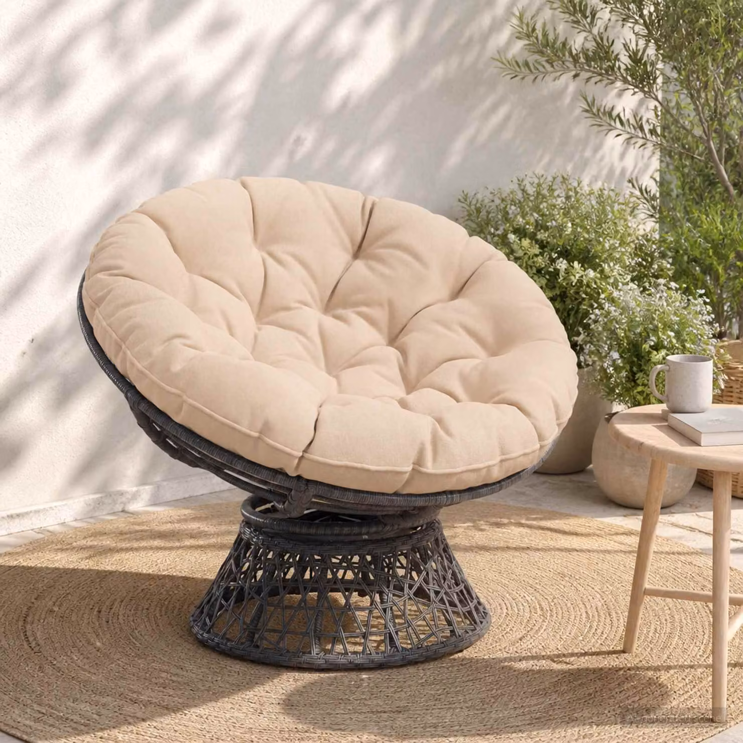 Cuscino per sedia appesa vidaXL VIANEN rotondo in poliestere beige