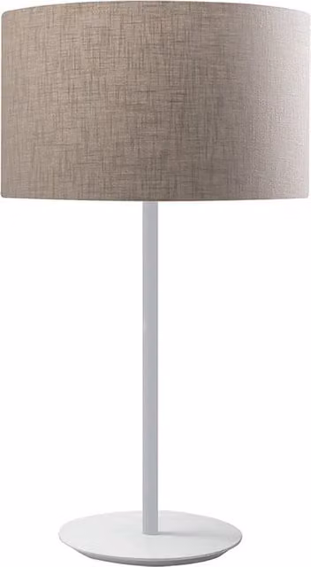 Vivien Lampada da Tavolo Rossini Bianca con Paralume Cilindrico Beige, Attacco E27, 75W, IP20, Design Minimalista in Metallo e Tessuto