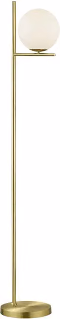 Lampada da terra Pure di Trio Leuchten in metallo e vetro, color oro/ottone e bianco, H: 150 cm