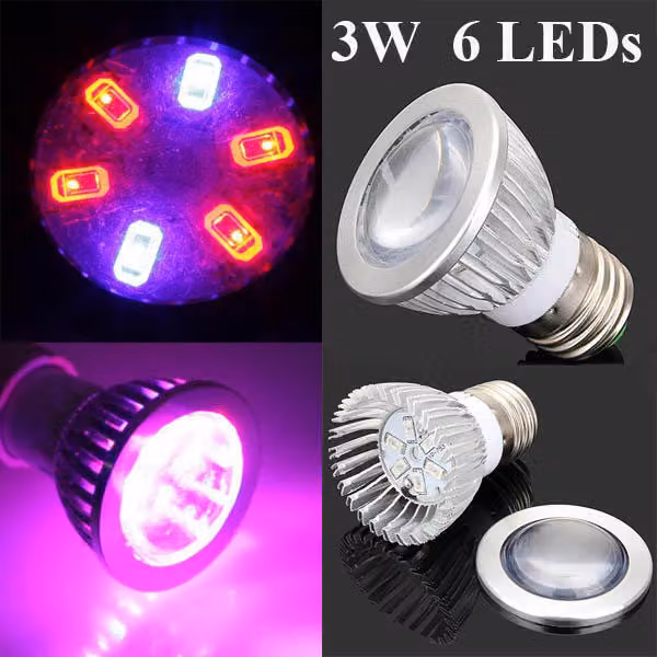 3W E27 4 Red 2 Blue Grow LED Lampadina a specchio convessa Luce di crescita per piantine in serra