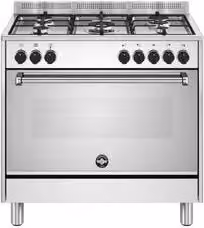 La Germania Americana AMN965EXV24 Cucina a Gas e Forno Elettrico in Acciaio Inox Classe A L: 89,7 cm, P: 60 cm, H: 87 cm