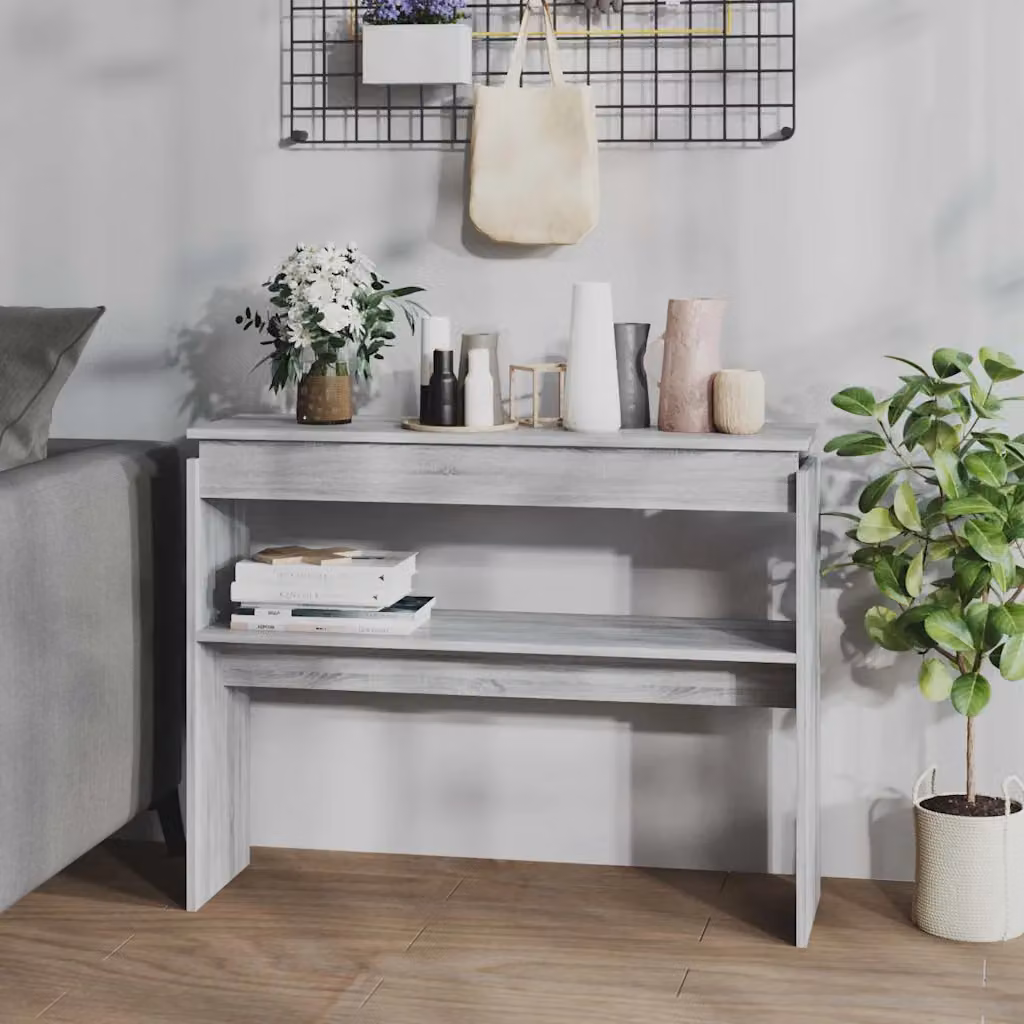 vidaXL Tavolino Consolle in Legno Multistrato Grigio Sonoma L 102 x P 30 x H 80 cm