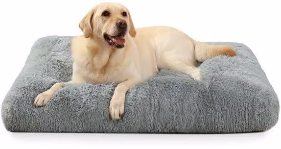 Lettino per cani di grandi dimensioni, lavabile, cuscino in peluche, 90x60 cm, grigio, antiscivolo
