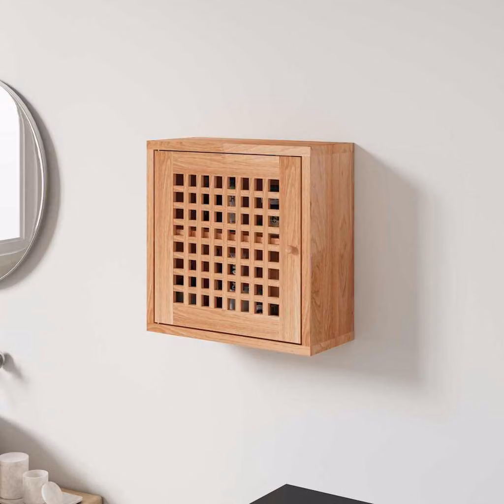 vidaXL Armadietto da Parete Moderno in Legno Massello di Noce, Colore Marrone, L 42 cm x P 18 cm x H 42 cm