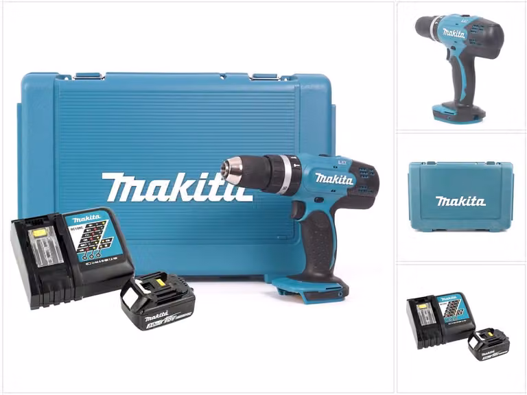 Trapano a percussione a batteria Makita DHP 453 RF 18V 42Nm in valigetta + batteria 3,0 Ah + caricabatterie