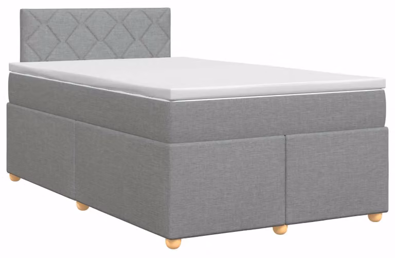 Letto a molle con materasso grigio chiaro 120 x 190 cm in tessuto