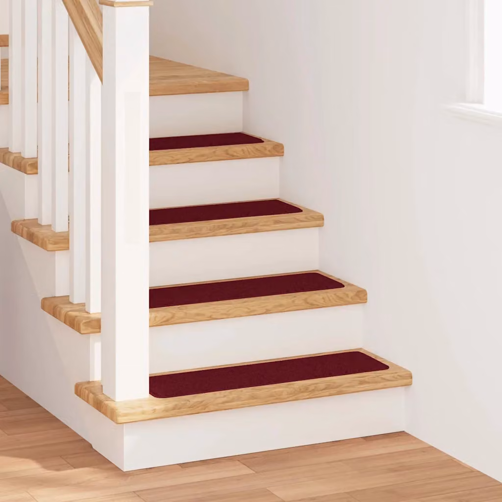 Set di 15 tappetini antiscivolo per scale vidaXL in polipropilene, colore rosso, L: 75 cm x P: 20 cm