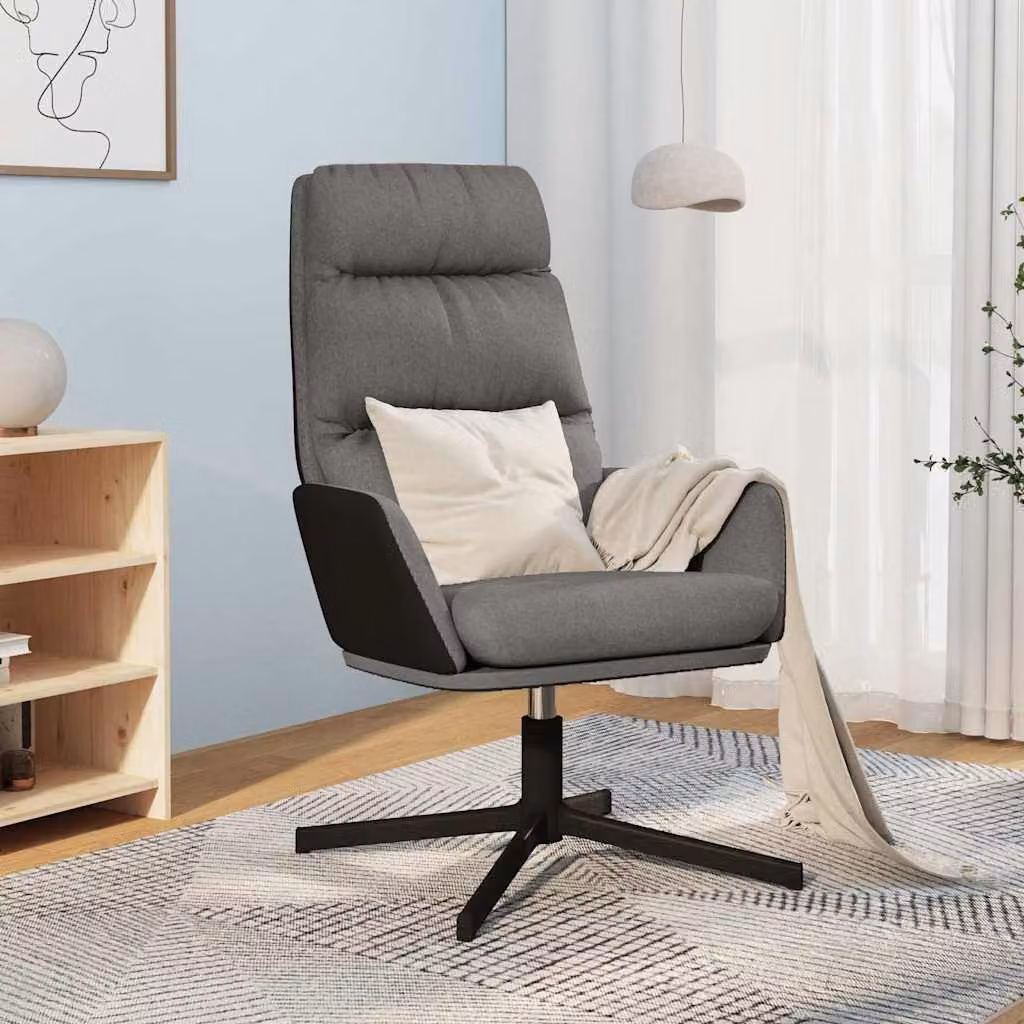 vidaXL Poltrona Relax Reclinabile Grigia con Braccioli e Base Girevole a 360 Gradi