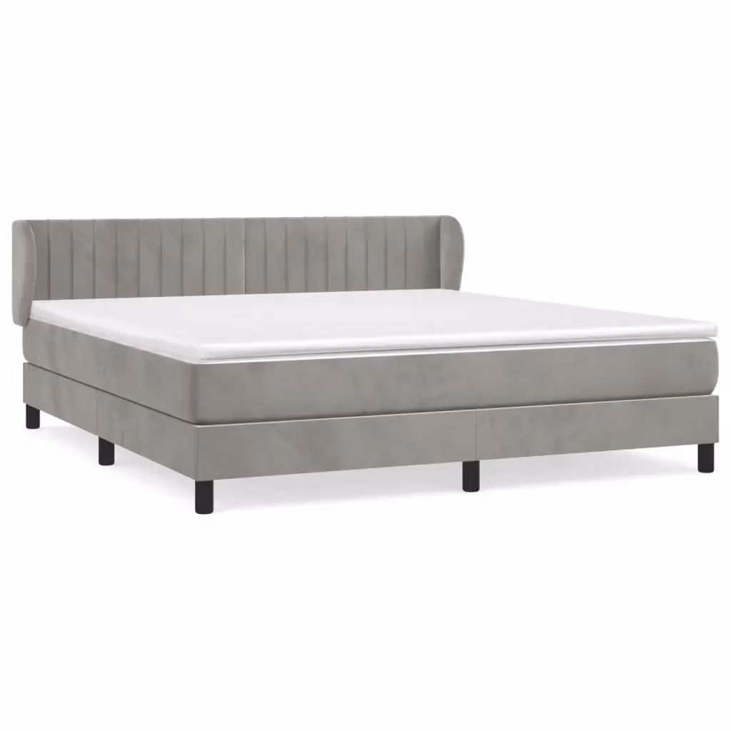 Letto con Giroletto a Molle e Materasso Ibrido vidaXL in Velluto Grigio e Bianco L/P: 180 x 200 cm – 2