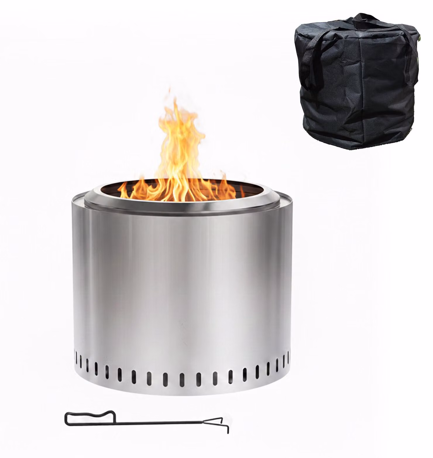 Relaxdays Braciere senza fumo, acciaio inossidabile, A x P 40,5 x 49 cm, base e contenitore per la cenere, braciere senza fumo, argento