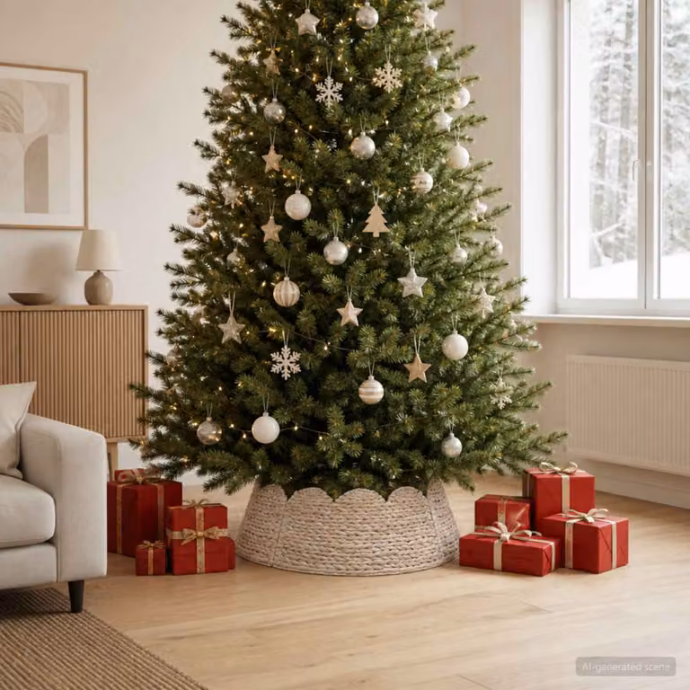 vidaXL Collare per Albero di Natale Rotondo Bianco Ø 105 x 28 cm