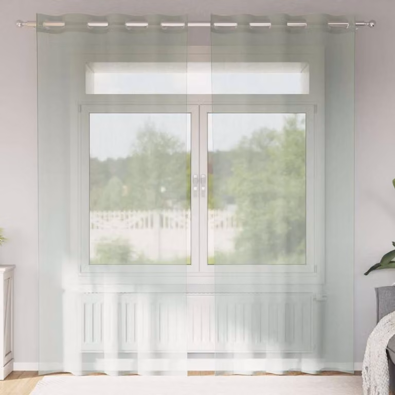 Set di 2 tende in voile semi-trasparenti vidaXL con occhielli, colore grigio, L: 140 cm, H: 245 cm