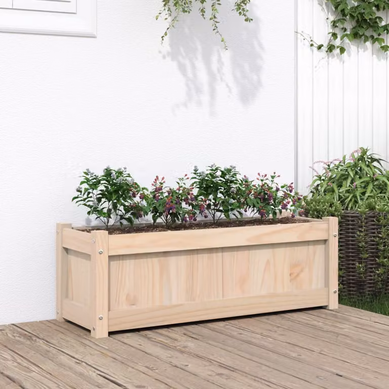 Fioriera da giardino vidaXL in legno di pino massello, colore marrone/beige, L 90 x P 31 x H 31 cm