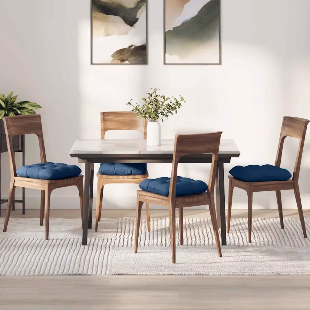 Set di 4 cuscini per seduta quadrati vidaXL in tessuto blu, lavabili in lavatrice, L 40 x P 40 x H 12 cm