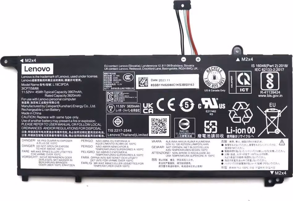 Batteria Lenovo 3 celle 45Wh 11,52V L19C3PDA CP/B
