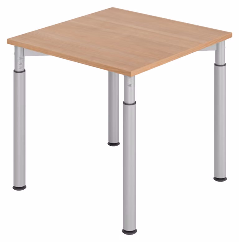 bümö Scrivania Serie-Y - Struttura: argento, dimensioni: 80 x 80 cm, decorazione: noce