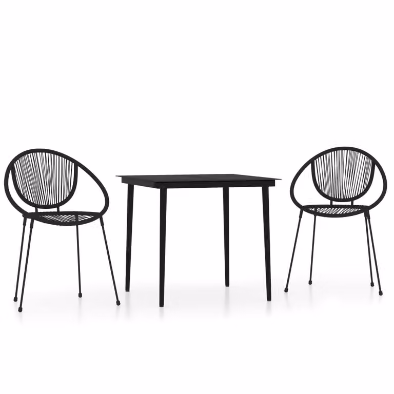 Set Mobili da Pranzo per Giardino 3 pz Nero