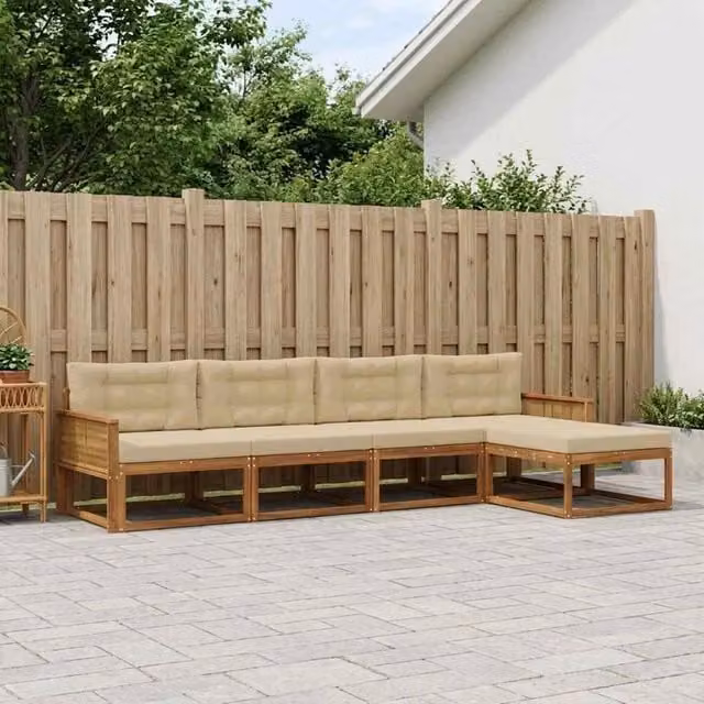 Set di divani da esterno 5 pz Naturale e Beige 3382491