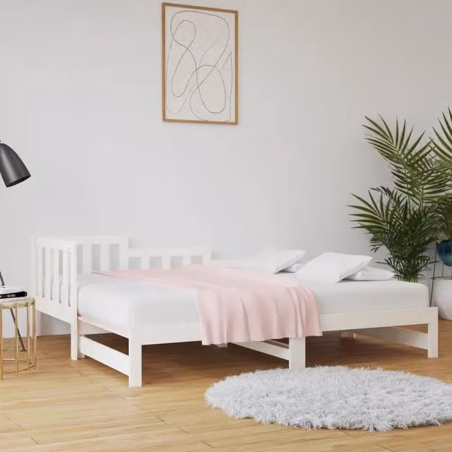 Dormeuse estraibile bianca vidaXL in legno massello di pino stile rustico L/P/H: 193,5 x 181,0 x 69,5 cm