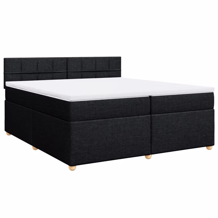 Giroletto a Molle con Materasso Nero 200x200 cm in Tessuto