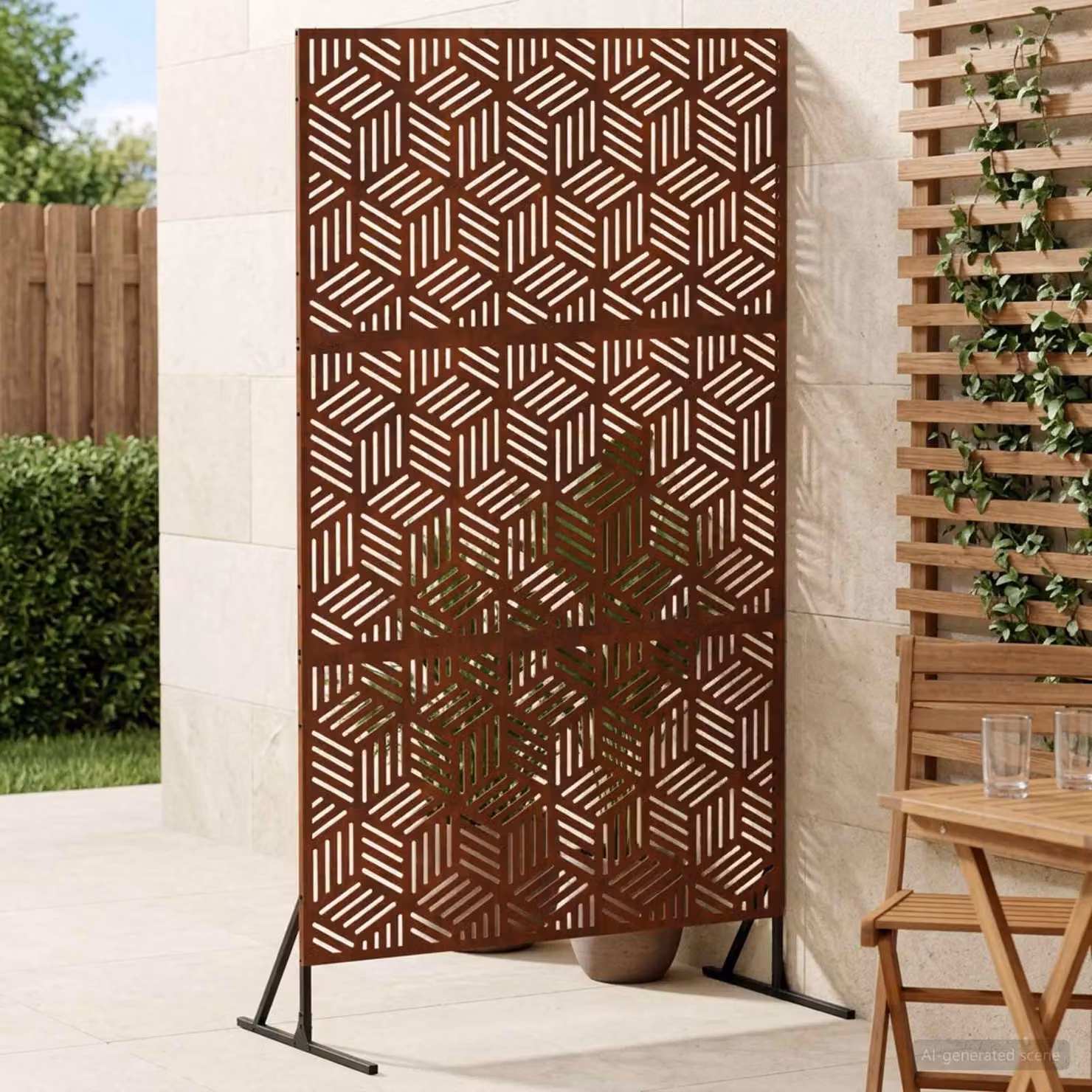 Paravent per privacy vidaXL in acciaio color marrone L/P/H: 100 x 50 x 180 cm