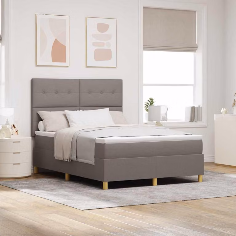 Maison Exclusive - Letto boxspring con testiera color taupe 140 x 200 cm in tessuto