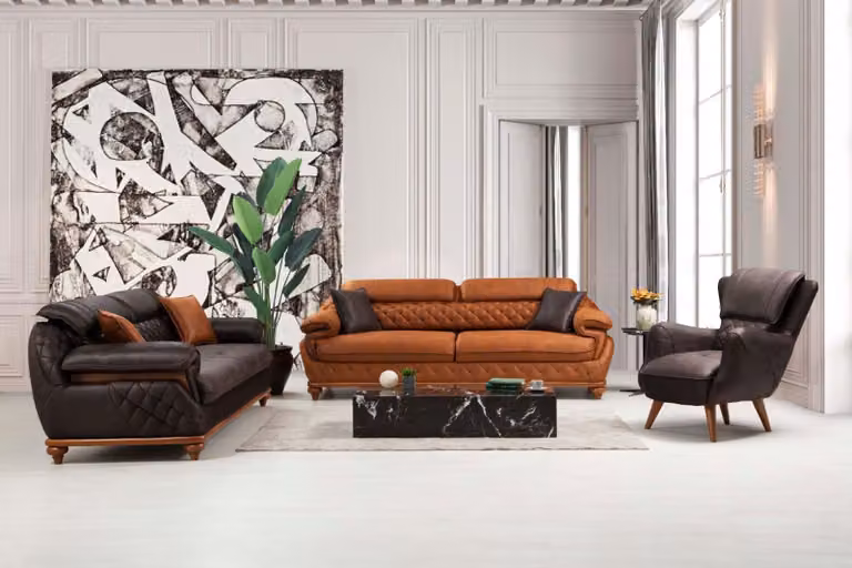 Wohnzimmer Komplett 3tlg Modern 2x Dreisitzer Sofa Couch Luxus Sessel