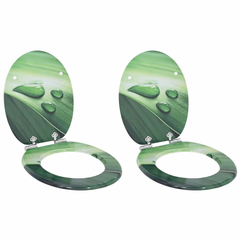 Sedile del WC vidaXL 2 pezzi colore verde 44 x 38 cm