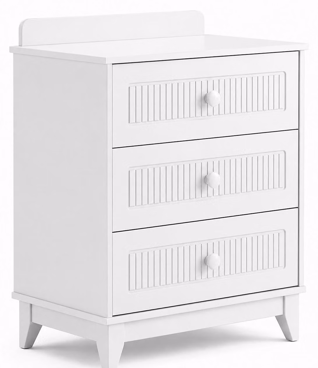 Comodino moderno bianco con 3 cassetti, in stile scandinavo