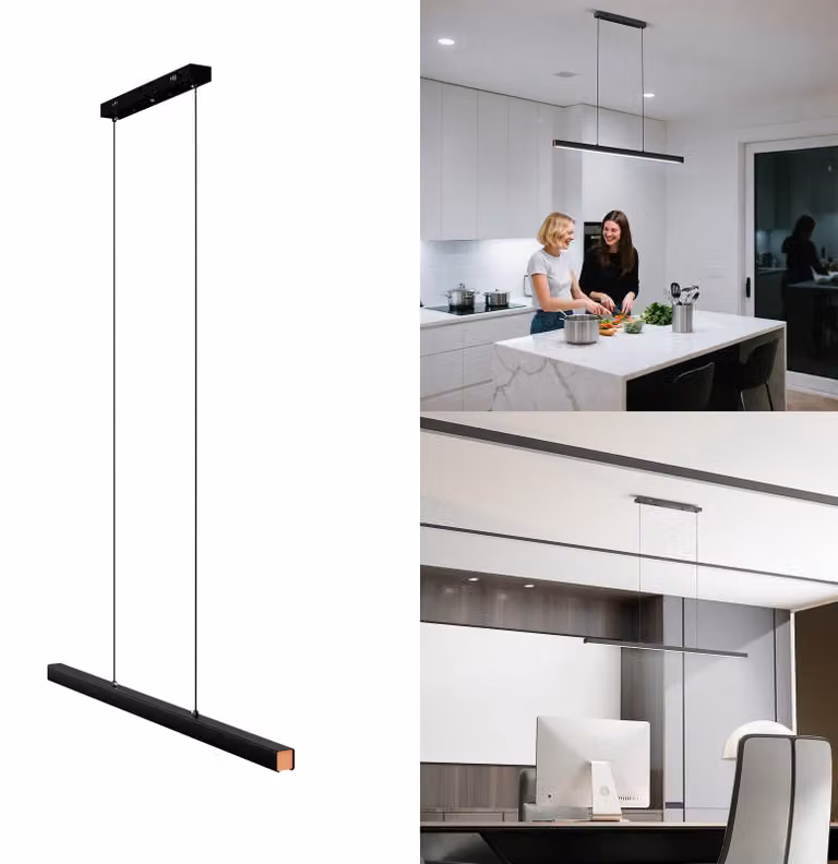 Lampada a sospensione LED VA-Cerulean, 36W, luce bianca fredda, altezza regolabile, lampada a sospensione senza sfarfallio, illuminazione delicata per gli occhi, ideale per sala da pranzo, soggiorno, cucina e ufficio