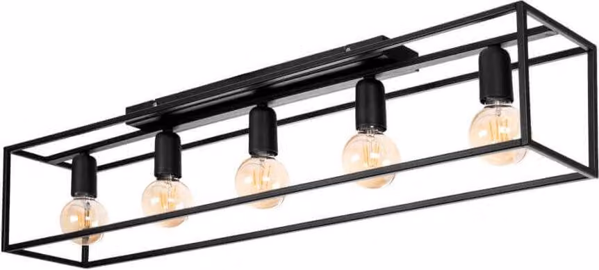 Moderna lampada a sospensione nera Loft Horus 2859/Z-B-5 con 5 punti luce, regolazione in altezza e attacco E27