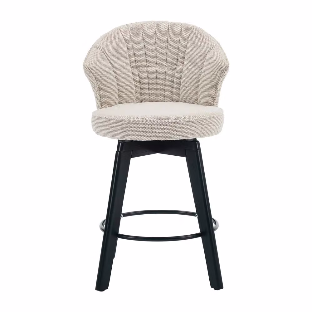 Set di 2 sgabelli da bar girevoli Minimal beige con schienale e poggiapiedi per cucina e soggiorno – 2