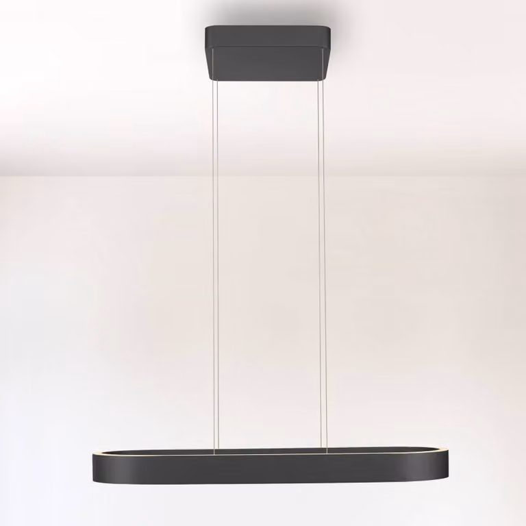 Paul Neuhaus lampada LED a sospensione Q-Stretto, nera, 86,8 cm dimmerabile, Nero, Soggiorno / Sala da pranzo, Metallo, Moderno
