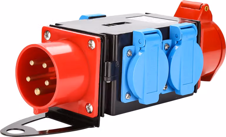 Distributore di corrente Jopassy Distributore di corrente per cantiere Presa di corrente CEE IP44 per cantiere 1 x CEE 400V / 16A, 3 x 230V (Schuko）)