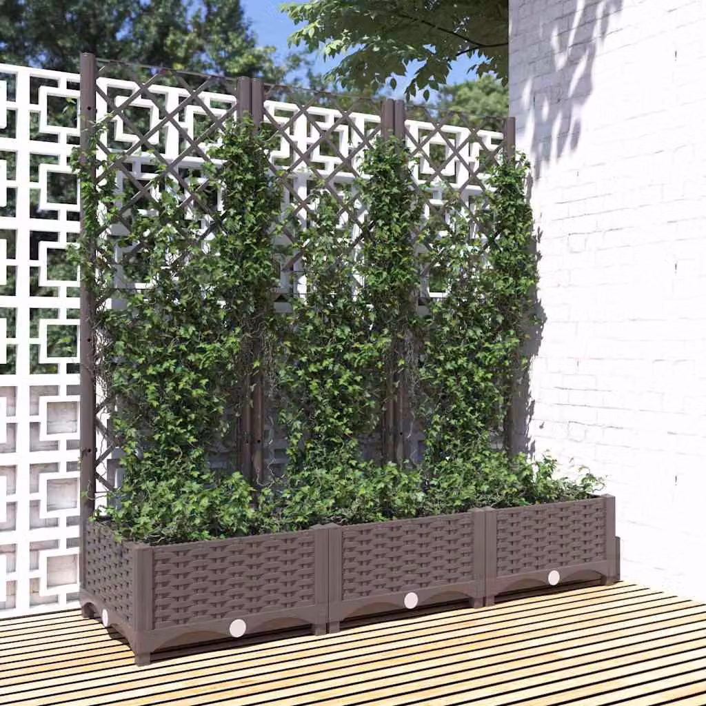 Fioriera da giardino con traliccio per piante rampicanti vidaXL, marrone, L 120 cm x P 40 cm x H 121,5 cm