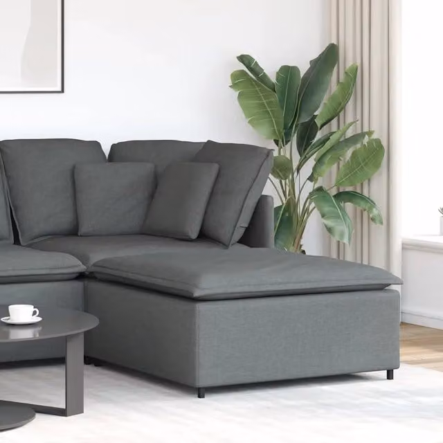 Divano componibile-Divano Modulare Poggiapiedi Modulo Grigio Scuro 100x100x48 cm