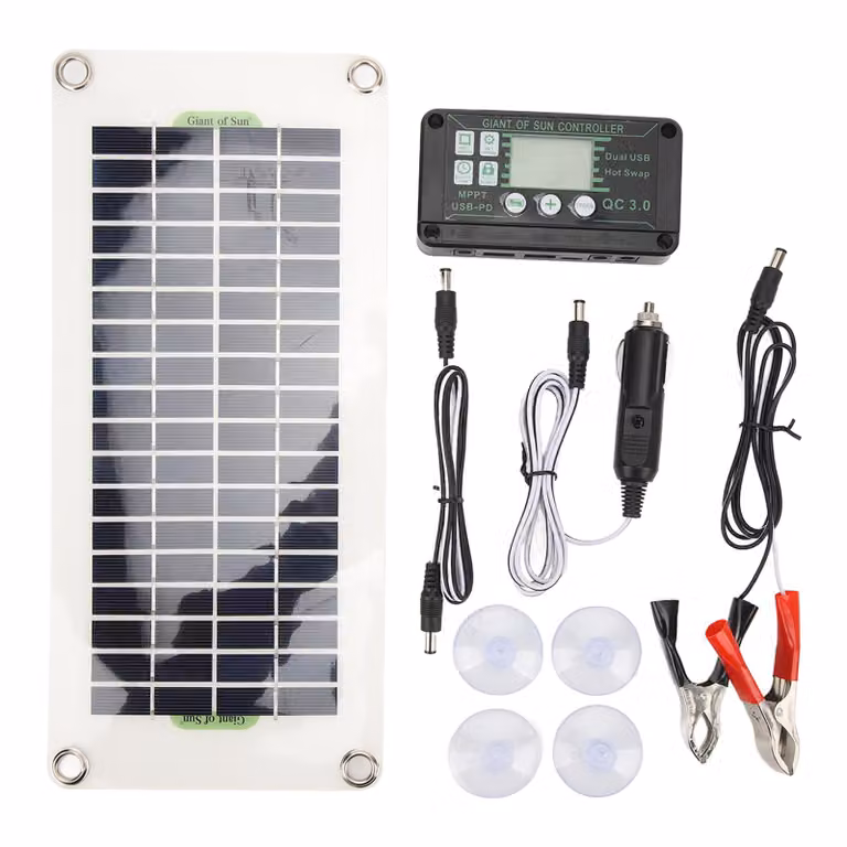 Kit di pannelli solari per camper, 30 W, caricabatterie PET al polisilicio con regolatore di tensione di carica da 50 A per cabine, barche e marine