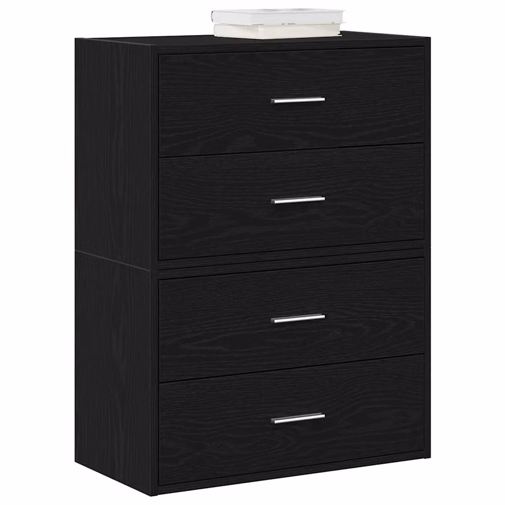 Set di 2 Armadi con 2 Cassetti Design In in Rovere Nero, L 60 cm x P 31 cm x H 40 cm, in MDF per Camera o Soggiorno – 2