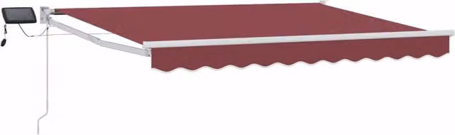 Tenda da Sole | Tenda retrattile manuale con LED Borgogna e Bianco 3,5 x 2,5 m