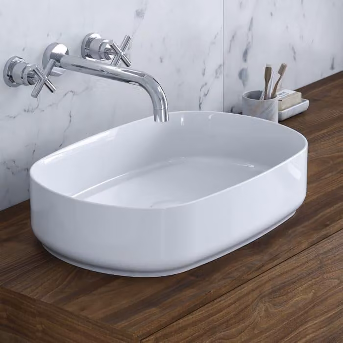 Art: Mobile lavabo da appoggio, dimensioni 55 x 36 cm, forma ovale