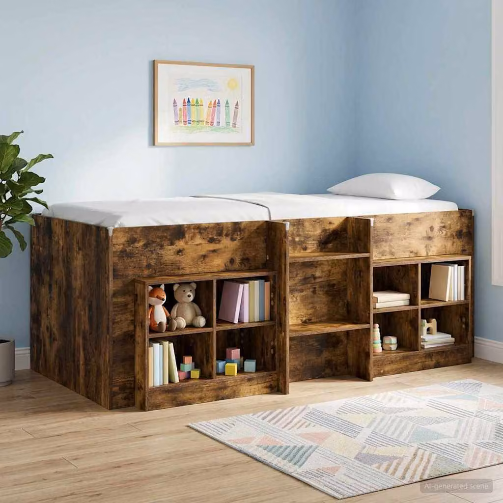 Set di 2 armadietti per letto vidaXL in stile moderno, colore Rovere Fumo, L 66 cm x P 33 cm x H 48 cm