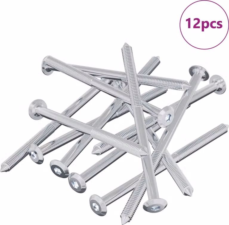 Vite 12 pcs Argento M6 x 100 mm Acciaio