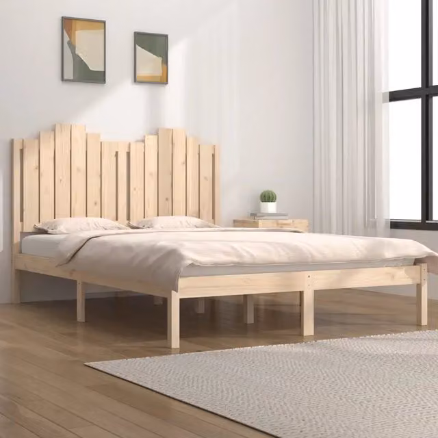 Giroletto vidaXL in legno massello di pino color beige con doghe piatte fisse L/P/H: 135 x 190 x 151 cm