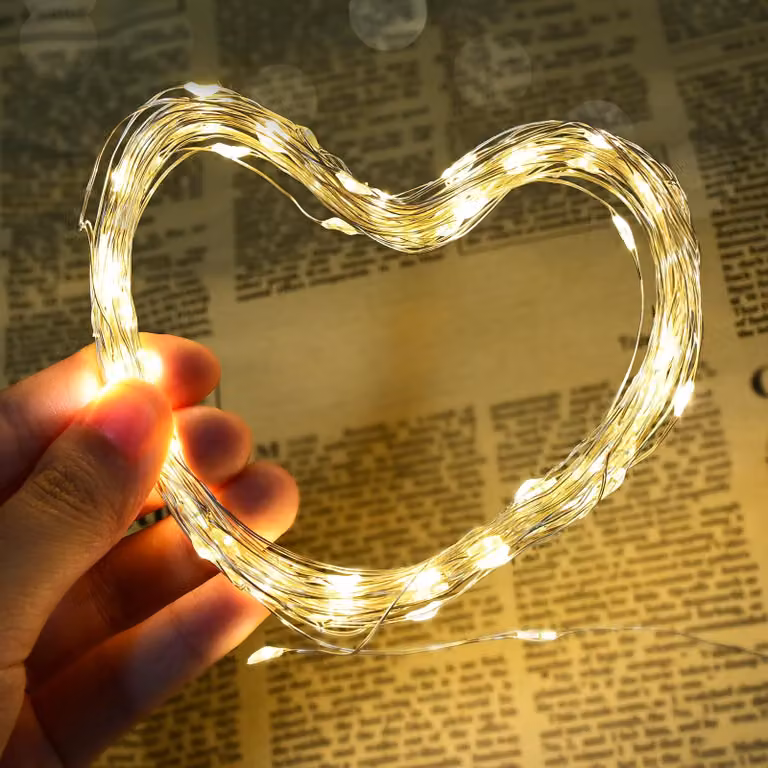 Catena luminosa USB, 5 metri, 50 LED, 8 modalità, impermeabile, luce bianca calda