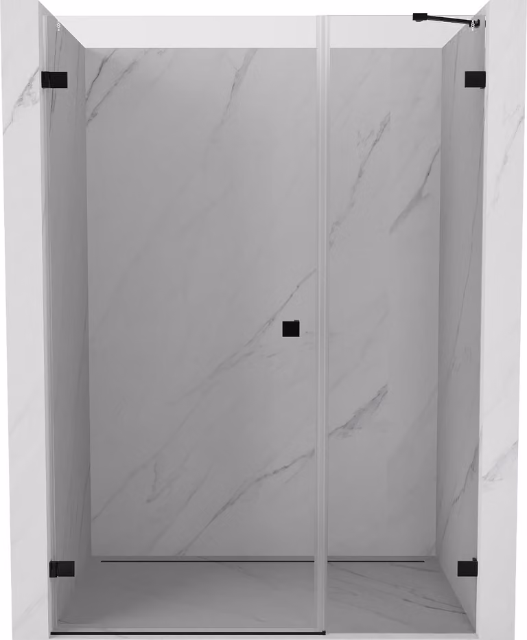 Mexen Lunar-B porta doccia a battente sinistra 115 cm, trasparente, nero - 832S-115-050-70-00-L