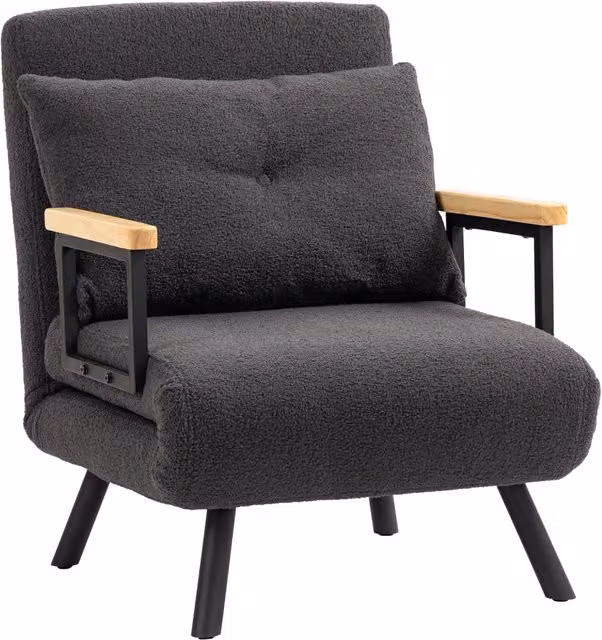 Divano letto singolo pieghevole 4 in 1 ¨C Xylo ¨C grigio 63x73x81 cm con cuscino